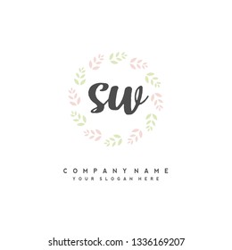 S W Initial handwriting logo vector