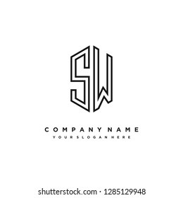 S W initial letter, modern logo design template vector 