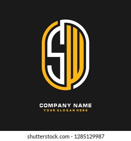 S W initial letter, modern logo design template vector 