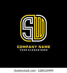 S W initial letter, modern logo design template vector 