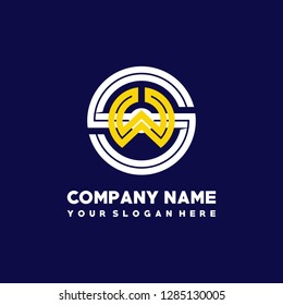 S W initial letter, modern logo design template vector 