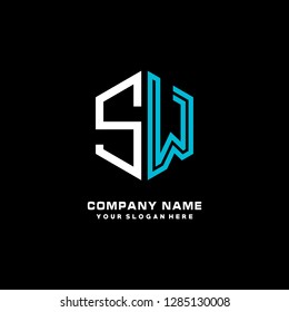 S W initial letter, modern logo design template vector 