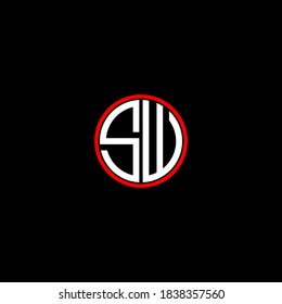 S W letter logo custom design on black color background, sw monogram