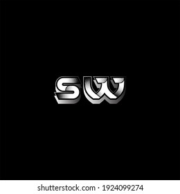 S W-Buchstaben Logo, Vektordesign auf schwarzem Hintergrund. SW Monogramm