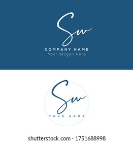  S W SW Initial letter handwriting and signature logo.	