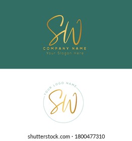 S W SW Escritura a mano inicial y logotipo de la firma. Logo inicial del vector de belleza .Moda, boutique, floral y botánica
