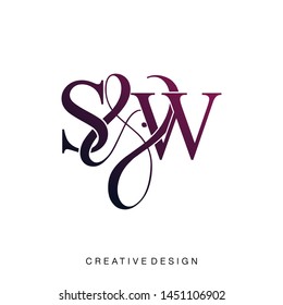 S & W / SW logo initial vector mark. Initial letter S and W SW logo luxury vector logo template.