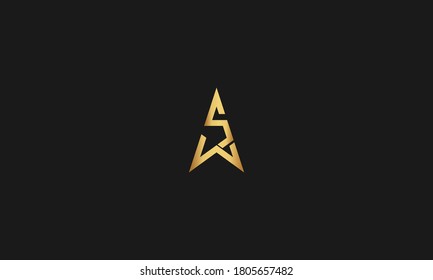 S, W, SW, WS Letter with Star Logo Template vector icon illustration design. Modern Star logo in elegant style with Black Background.