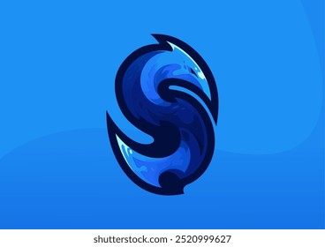 S water blue black logo monogram letter fit for gaming