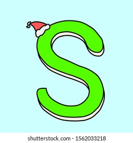 S wearing a christmas hat