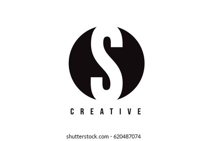 S White Letter Logo Design with Circle Background Vector Illustration Template.