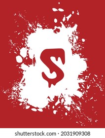 S - Weiß und Rot, Alphabet mit Splash und Spray-Effekt.