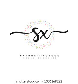 S X Initial handwriting logo vector