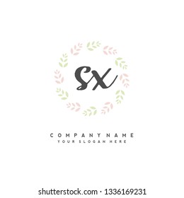 S X Initial handwriting logo vector