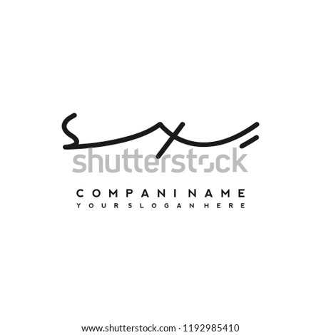 S X Initial handwriting logo vector