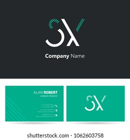 S & X joint logo stroke letter design with business card template