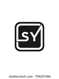 S Y initial box letter logo template vector