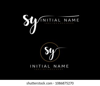 S Y Initial handwriting logo vector. Hand lettering for designs.
