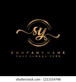 S Y Initial handwriting logo vector