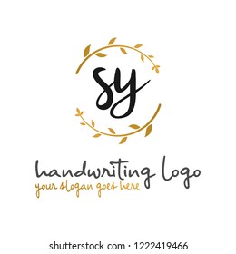 S Y Initial handwriting logo vector