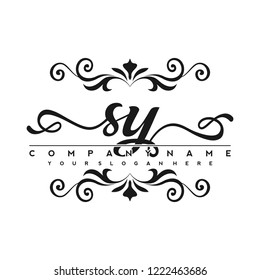 S Y Initial handwriting logo vector
