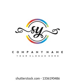 S Y Initial handwriting logo vector