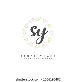 S Y Initial handwriting logo vector