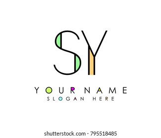 S & Y initial minimalist logo template vector