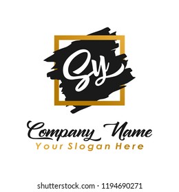 S Y initial square logo template vector