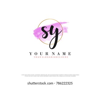 S Y Initial water color logo template vector