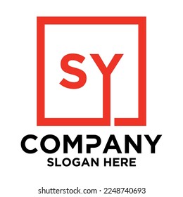 S Y lettering with square design vector template