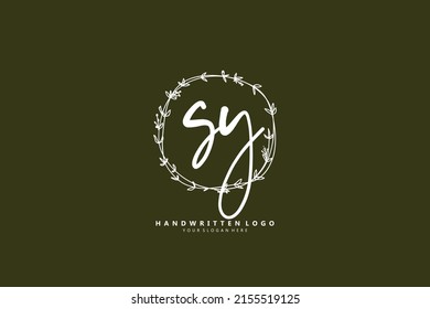 S Y SY logo, Initial lettering handwriting or handwritten for identity. Logo with signature and hand drawn style.
