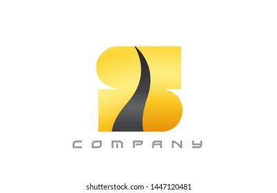 S yellow black alphabet letter logo design suitable for a company or business
