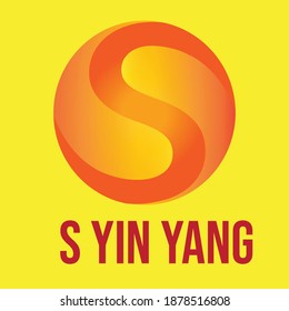 S Yin Yang logo on isolated yellow background