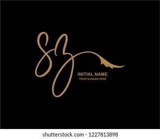 S Z Initial Handwriting Logo Template