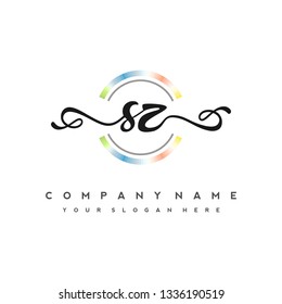 S Z Initial handwriting logo vector