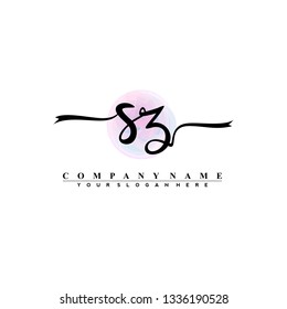 S Z Initial handwriting logo vector