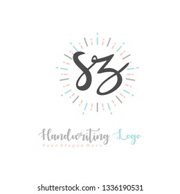 S Z Initial handwriting logo vector