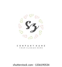 S Z Initial handwriting logo vector