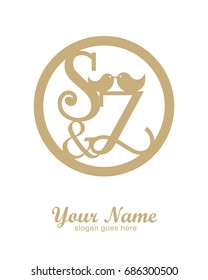 S Z initial wedding decorative logo template