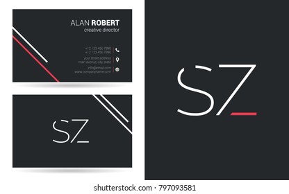 S & Z joint logo stroke letter design with business card template