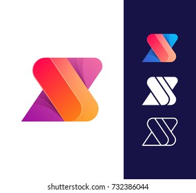 S and Z letter logo template. Vector abstract material design style