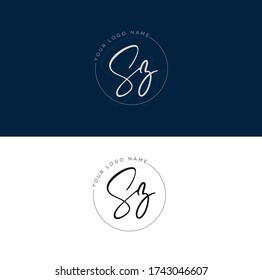 S Z SZ Escritura manuscrita inicial y logotipo de la firma.	
