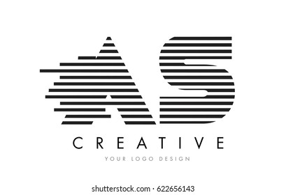 AS A S Zebra Letter Logo Design with Black and White Stripes Vector