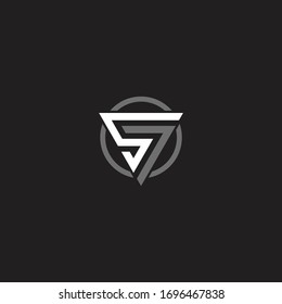 S7 Unique monogram style vector logo design with blue and white.