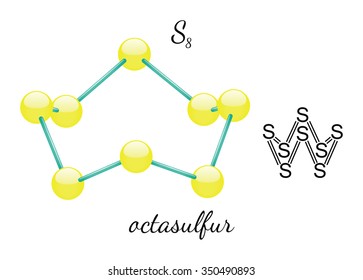 S8 octasulfur 3d molecule isolated on white