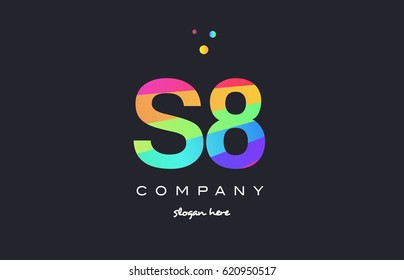 S8 s 8 eight letter number combination creative color green orange blue magenta pink company logo vector icon spectrum