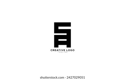 SA AS Diseño del logotipo del alfabeto de la letra del monograma inicial abstracto
