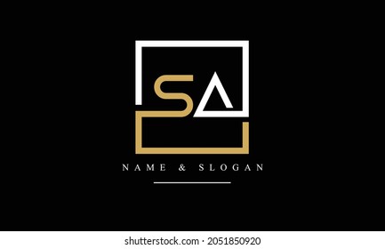 Monograma del logotipo de las letras abstractas SA