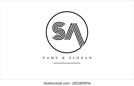 Monograma del logotipo de las letras abstractas SA